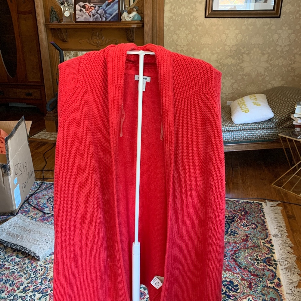 Women’s‎ LLBean shaker stitch open cardigan in red